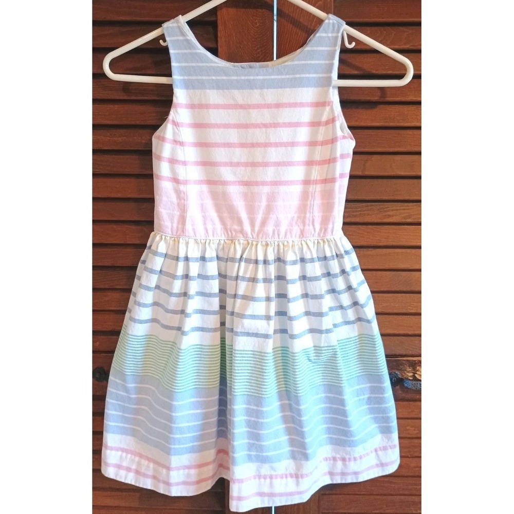 POLO Ralph Lauren Cotton Striped Sundress Girls 6X Preppy Multi Pastels Buttons